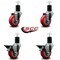 Service Caster 3.5'' Red Poly Wheel Swivel 1-3/4'' Expanding Stem Caster Set 2 Brakes, 4PK SCC-EX20S3514-PPUB-RED-2-PLB-2-134 - alternate 4
